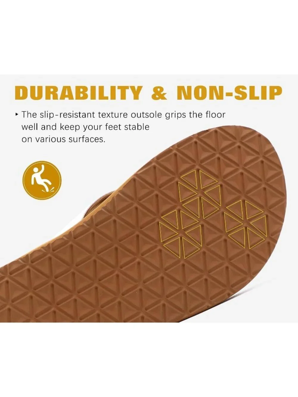 Men's Khaki And White Yoga Mat Flip Flops Slip On Indoor Outdoor Sandal Slipper